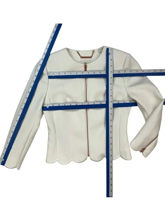 Ted Baker Heraly Scalloped Hem Cropped Jacket 0 Off White - Picture 6 of 16